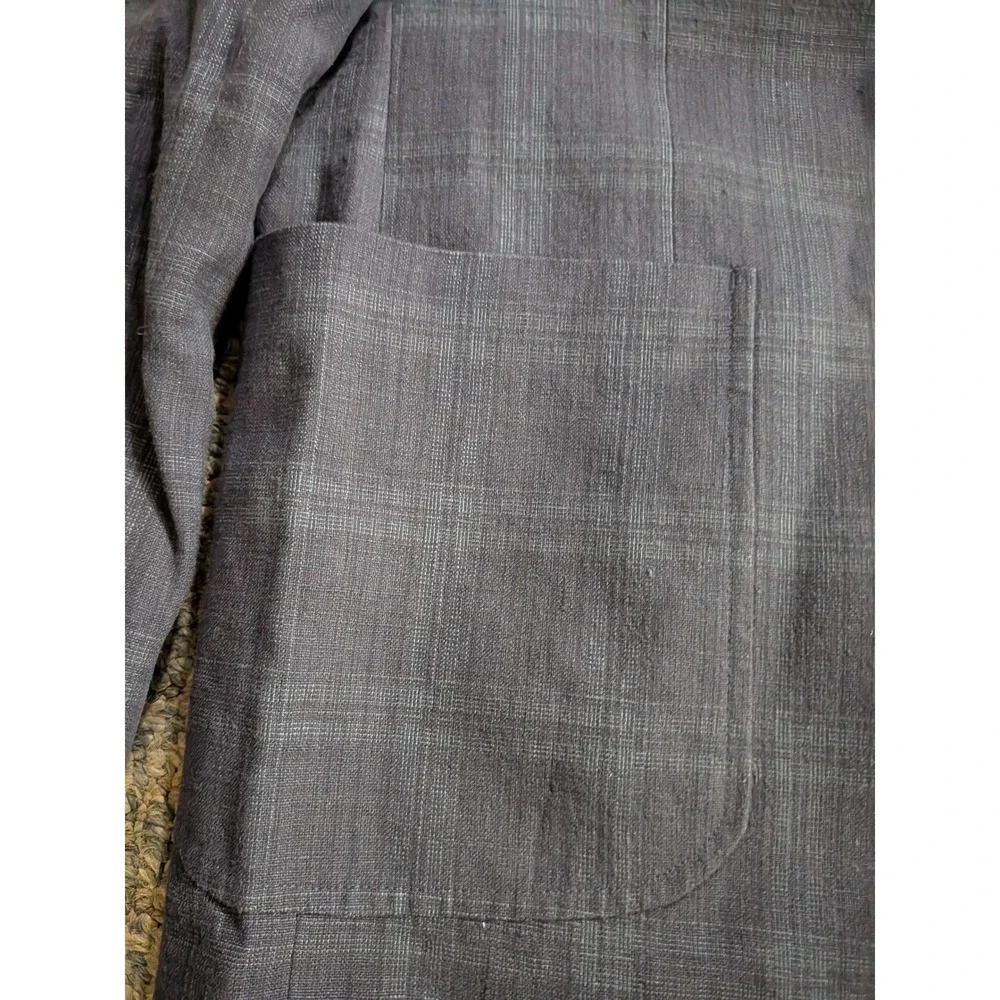 Jos. A. Bank 1905 Tailored Fit Navy Plaid Linen Cotton Sport Coat Blazer 44R